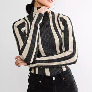 Red by BKE Striped Mock Neck Top